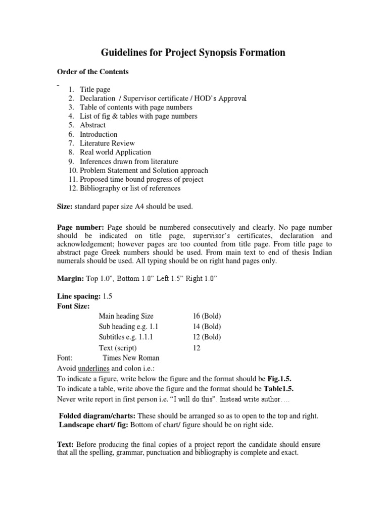 Guidelines For Project Synopsis Formation | PDF | Computing