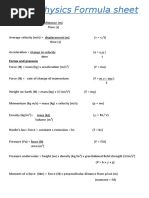 iGCSE Physics Formula Sheet: Motion