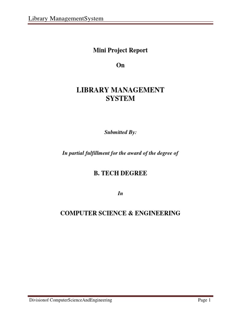 Library Management System Mini Project Report On Cascading Style