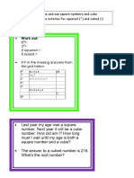 Recognise and Use Square Numbers and Cube Numbers and The Notation For Squared and Cubed 1