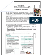 Fichas de Trabajo Sobre La Pubertad y Adolescencia y Sus Cambios PDF