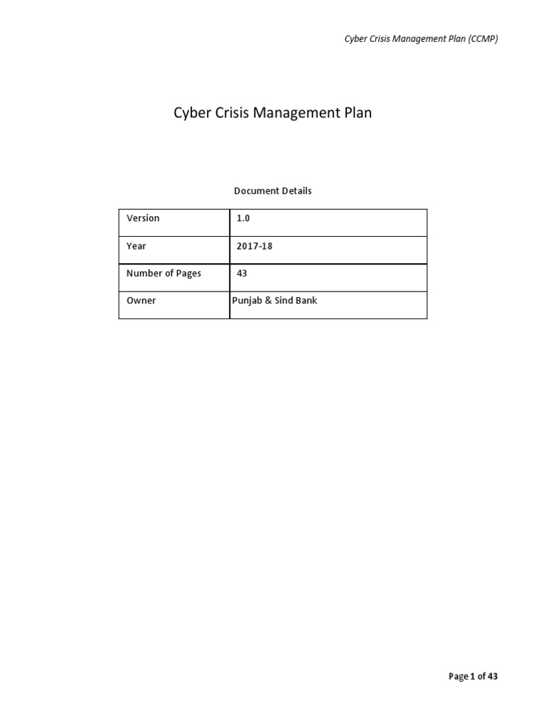Cyber Crisis Management Plan Denial Of Service Attack Computer Security
