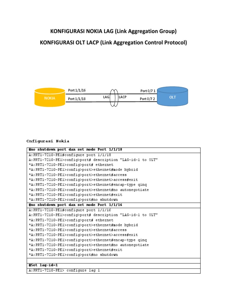 Nokia OLT LAG Configuration Guide | PDF