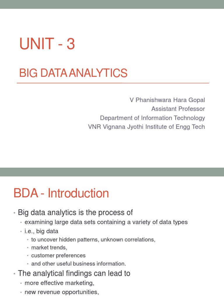 Unit - 3: Big Data Analytics | PDF | Outlier | Business Intelligence