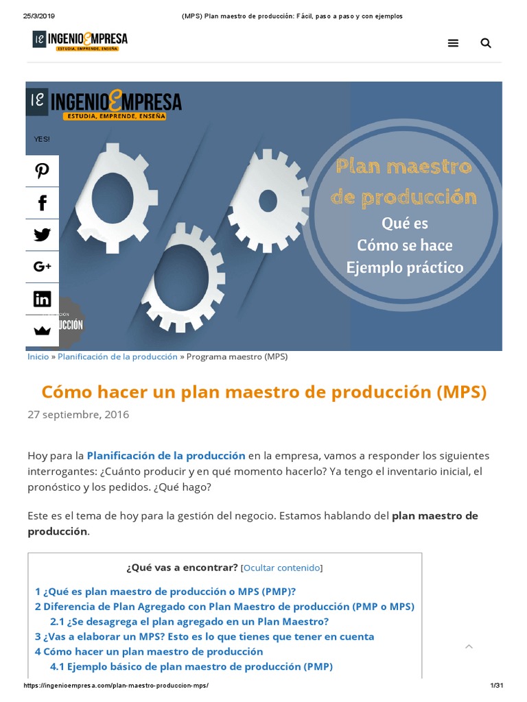 (MPS) Plan Maestro de Producción_ Fácil, Paso a Paso y Con Ejemplos ...