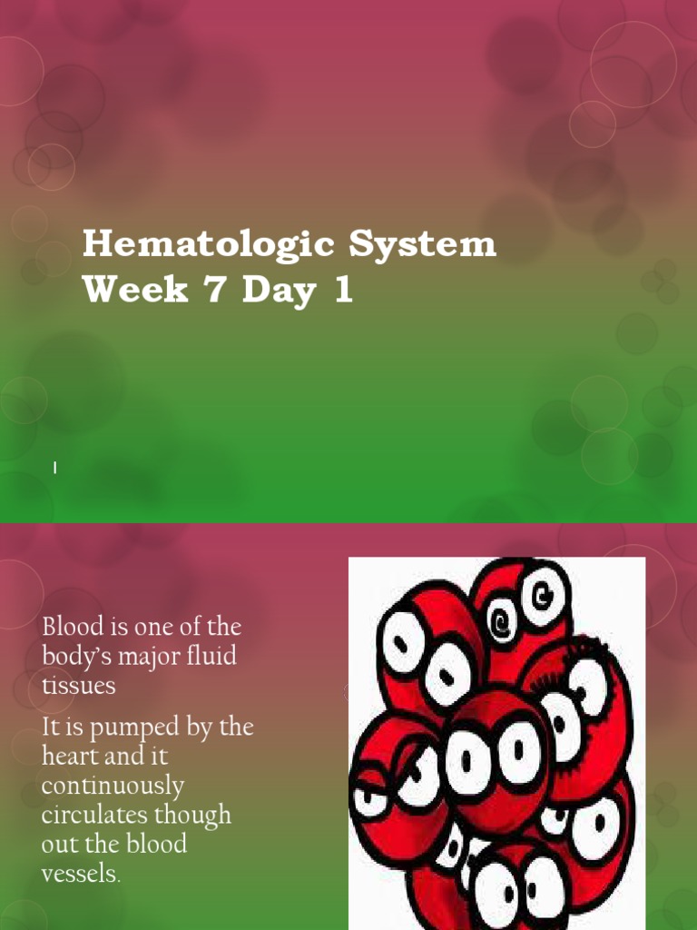 Hematologic System Week 7 Day 1 | PDF | Anemia | White Blood Cell