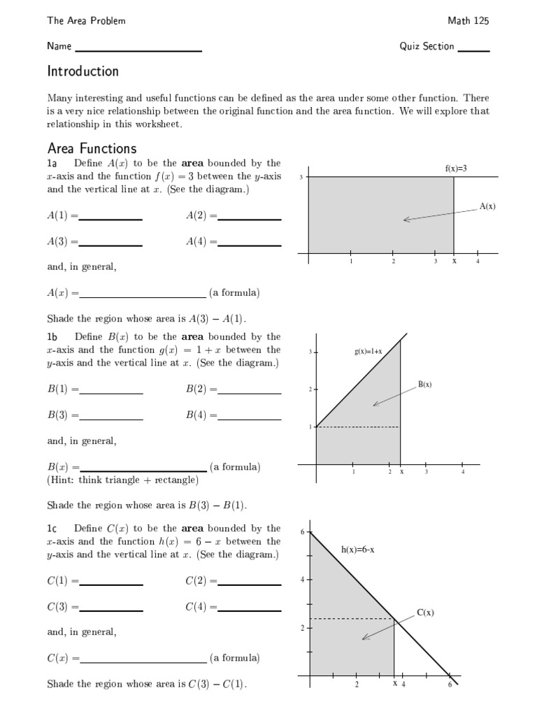 Math 125 Quiz Section Worksheets Pdf Fraction Mathematics Integral