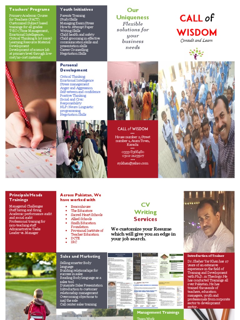 Programs For Schools-Call of Wisdom | PDF | Negotiation | Teachers