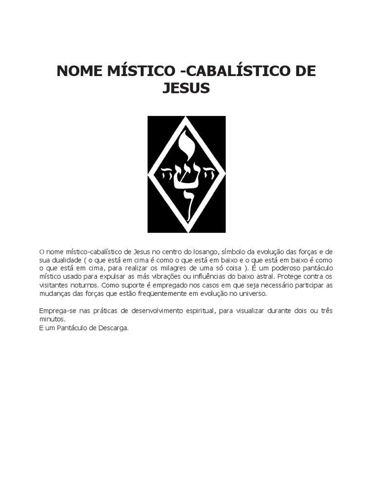 Nome Místico-Cabalístico de Jesus | PDF | Magnetismo | Humano
