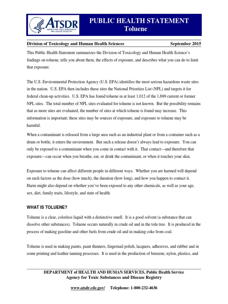 Toluene Pdf Pdf Toluene Carcinogen