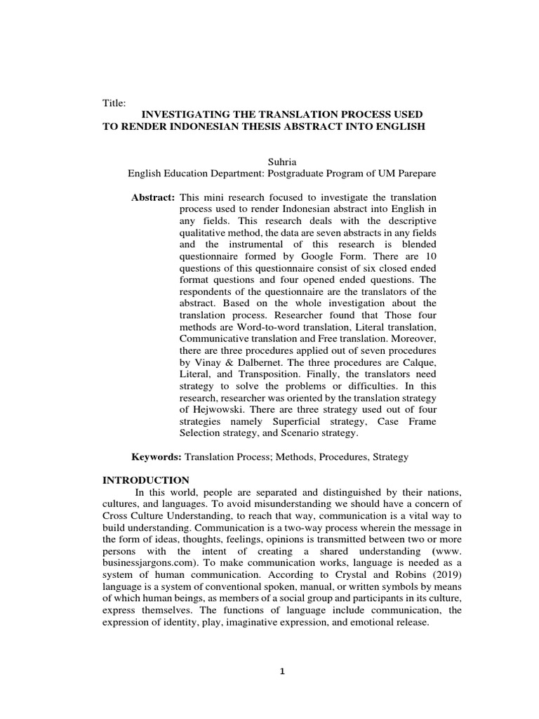 Abstract Translations Semantics