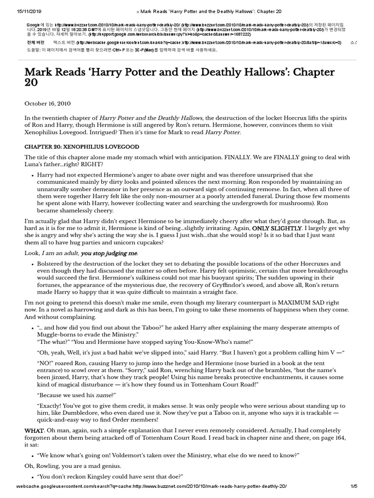 Mark Reads Harry Potter and The Deathly Hallows' Chapter 20