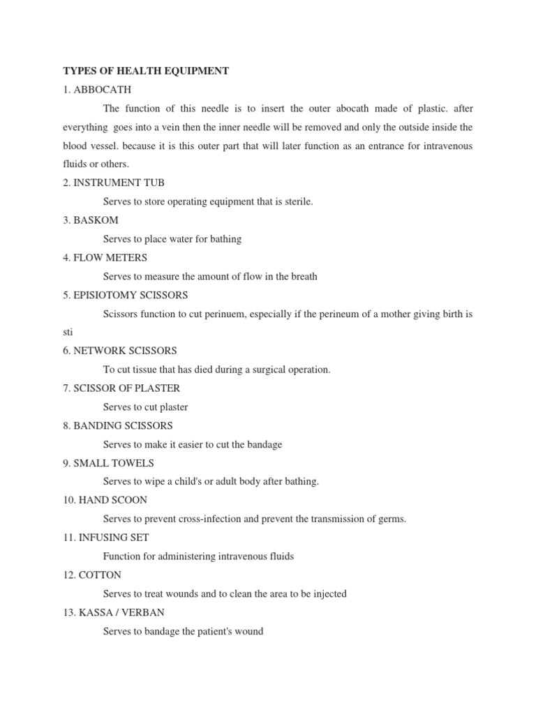 A Comprehensive Overview of Common Medical Equipment, Terminology, and