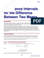 Confidence Intervals For The Difference Between Two Means: Case 1 - Standard Deviations Assumed Equal