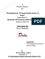 Development of Automobile Sector in India Project Report