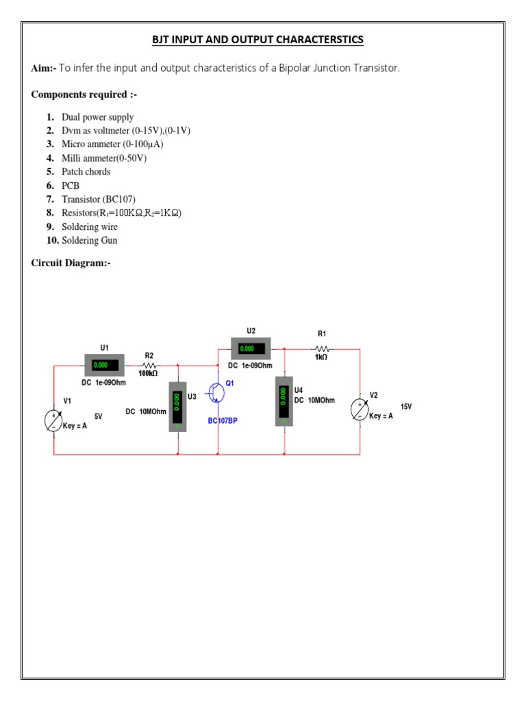 BJT Input and Output Characterstics | PDF | Bipolar Junction Transistor ...