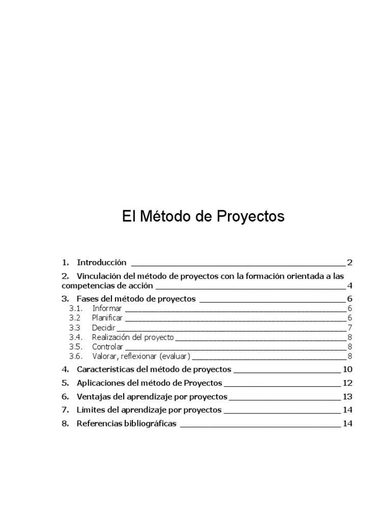 Metodo De Proyectos Pdf Planificación Aprendizaje