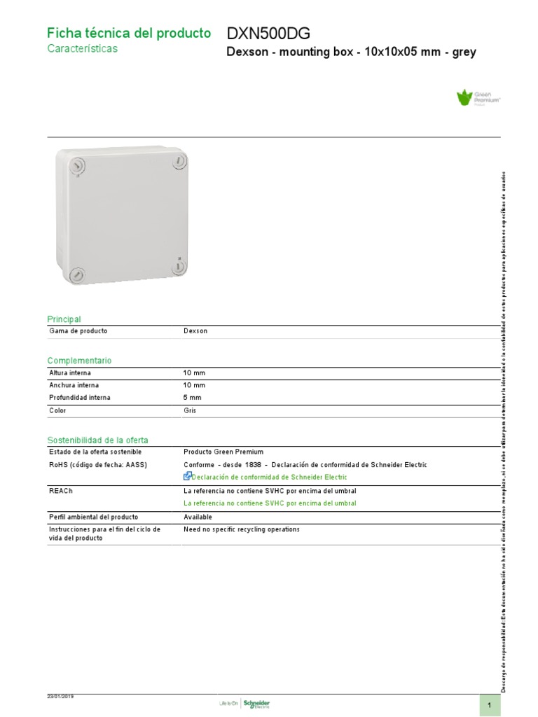 Ficha técnica de la caja Dexson 10x10 | PDF