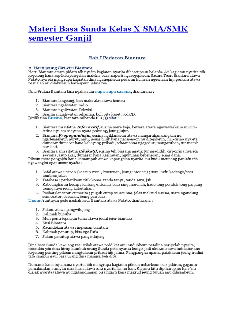 Materi Basa Sunda Kelas X Sma Pdf
