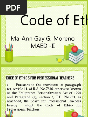 Code Of Ethics Pdf Profession Teachers