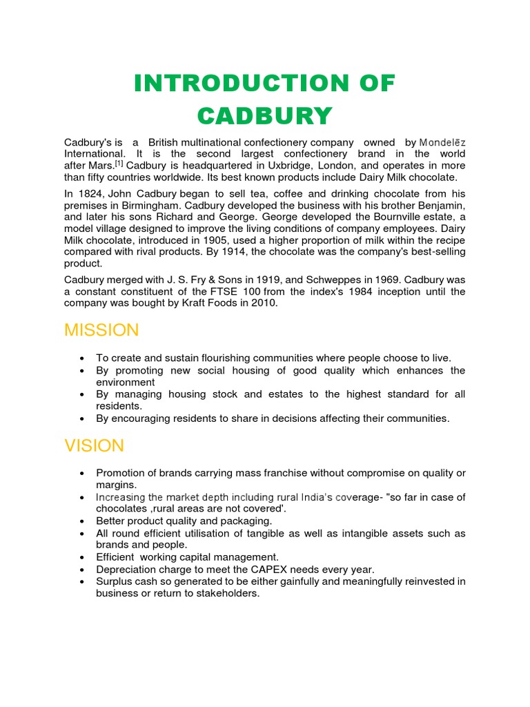 Cadbury introduction essay image