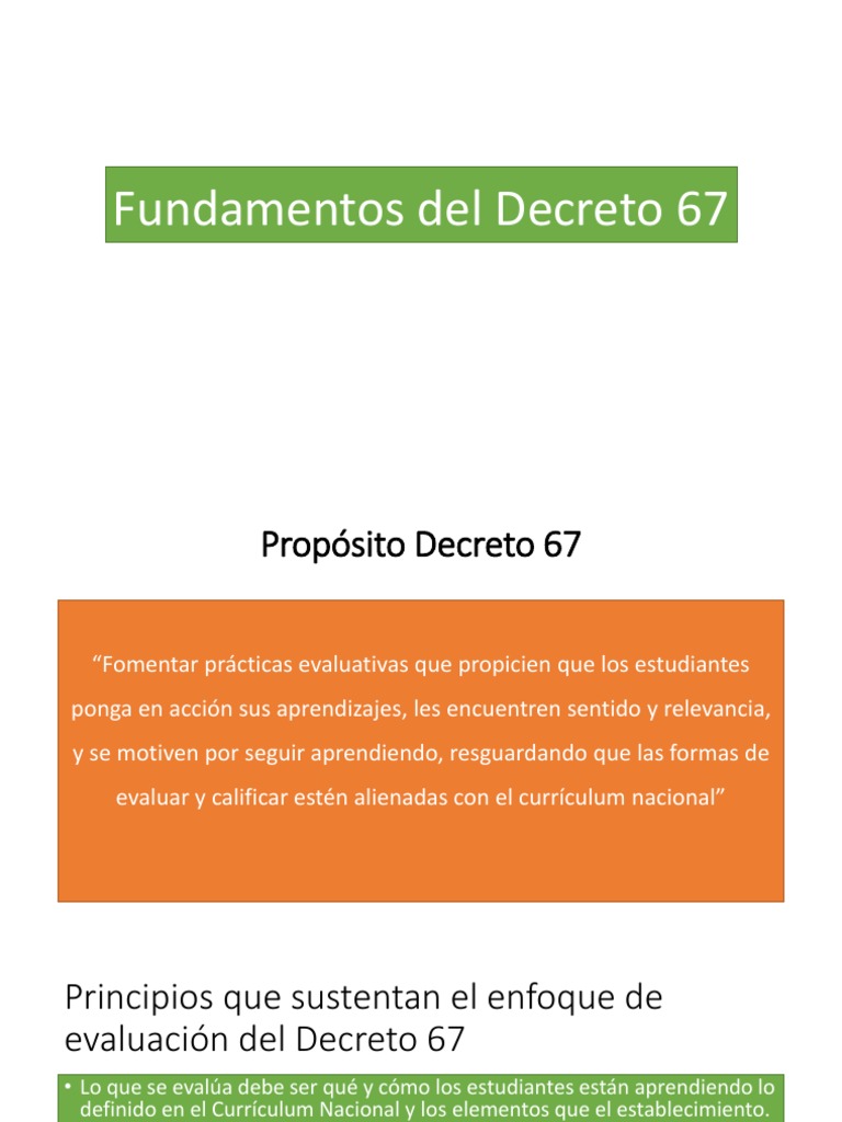 Fundamentos del Decreto 67 de Evaluación | PDF | Evaluación | Plan de ...
