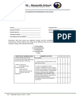 NU Nazareth School Work Immersion Evaluation