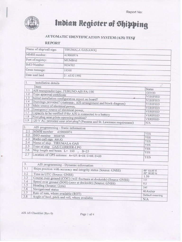 Ais Test Report PDF | PDF