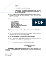 Affidavit of Mutilated License Plate