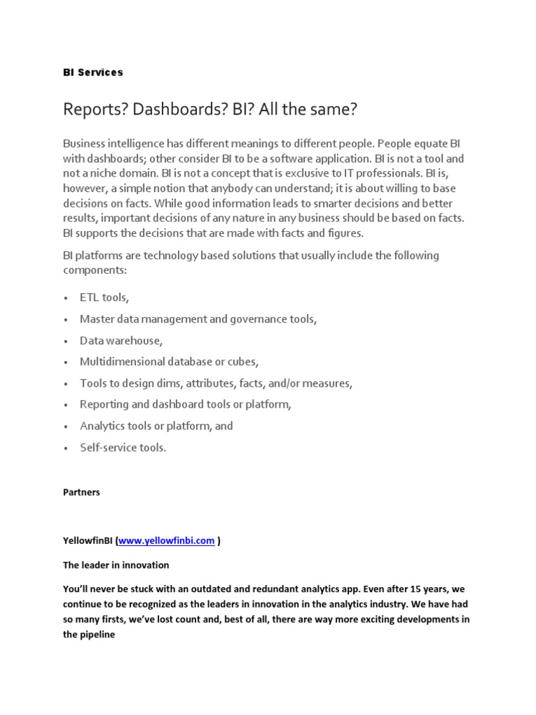 Understanding Business Intelligence Services | PDF | Business | Finance ...