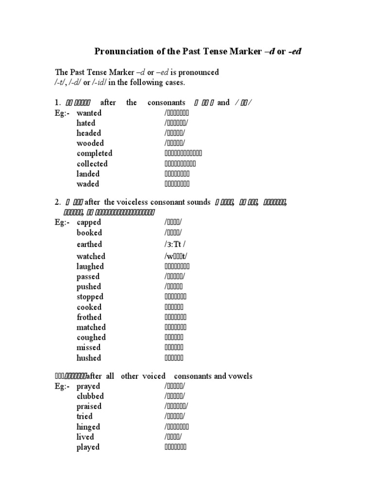 Pronouncing Past Tense Markers | PDF | Consonant | Phonetics
