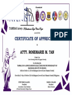 Certificate of Appreciation: Atty. Rosemarie M. Tan