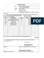 Purchase Order: Unit Particulars Quantity Unit Cost Amount