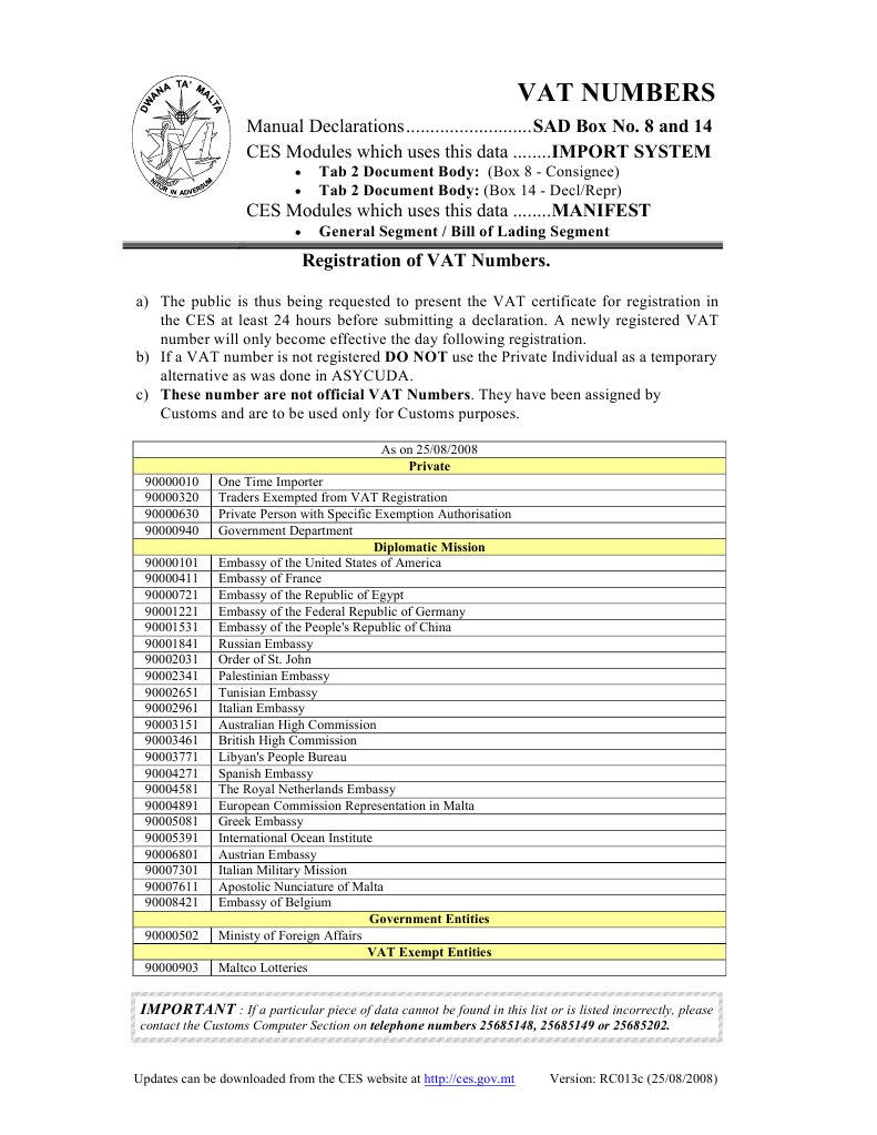VAT Registration Guidelines and Numbers | PDF | Diplomatic Mission ...