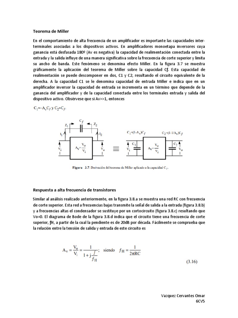 Teorema de Miller | PDF | Transistor | Transistor de unión bipolar