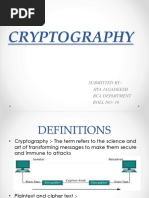 Cryptography: Submitted By:-Jiya Jagadeesh Bca Department ROLL NO:-16