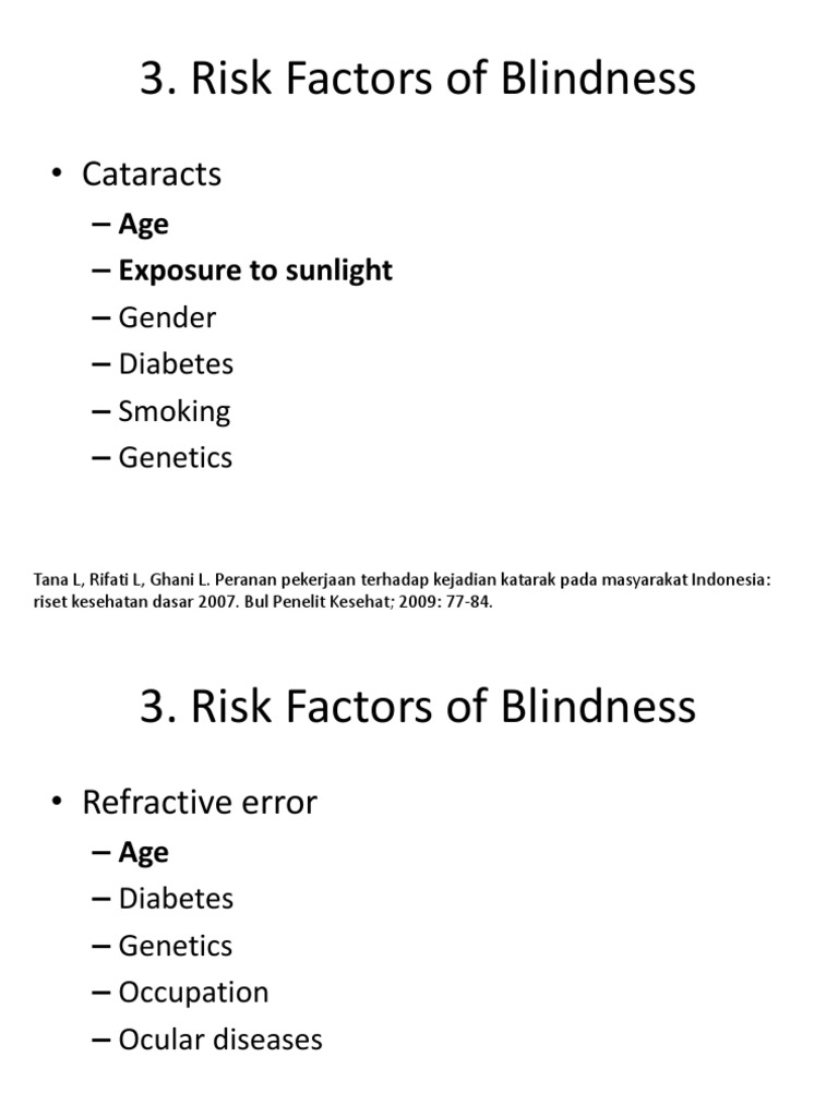 Risk Factors for Blindness Explained | PDF | Wellness | Science ...