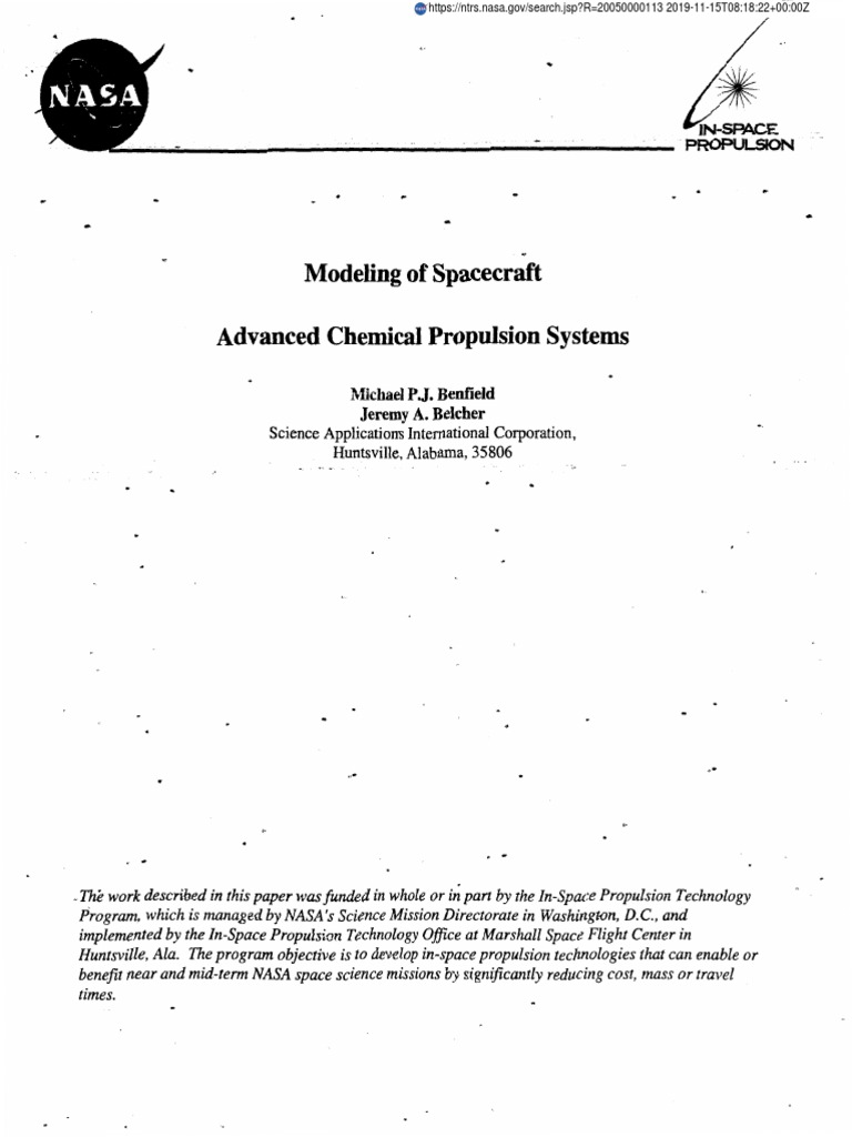 Modeling of Spacecraft Propulsion Systems | PDF | Rocket Propellant ...