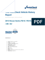 Your Autocheck Vehicle History: 2013 Nissan Sentra Fe+S / Fe+Sv / S / SL / SR / SV