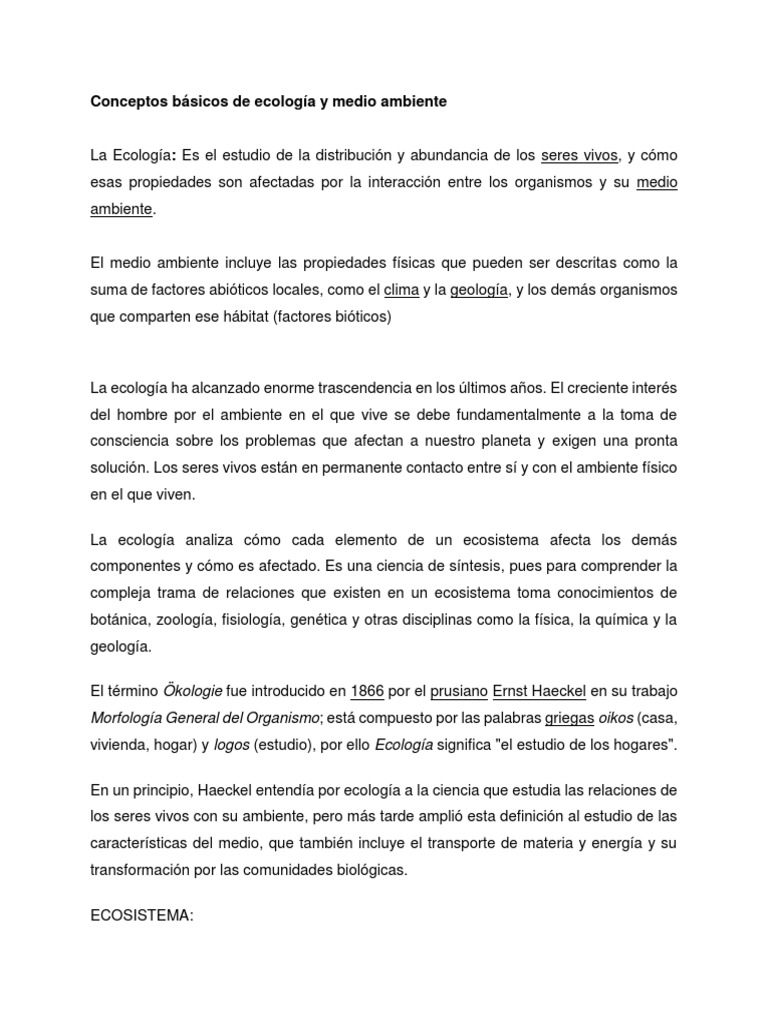 Conceptos Básicos de Ecología y Medio Ambiente | PDF | Ecología ...