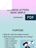 Business Letters Made Simple: Keyboarding