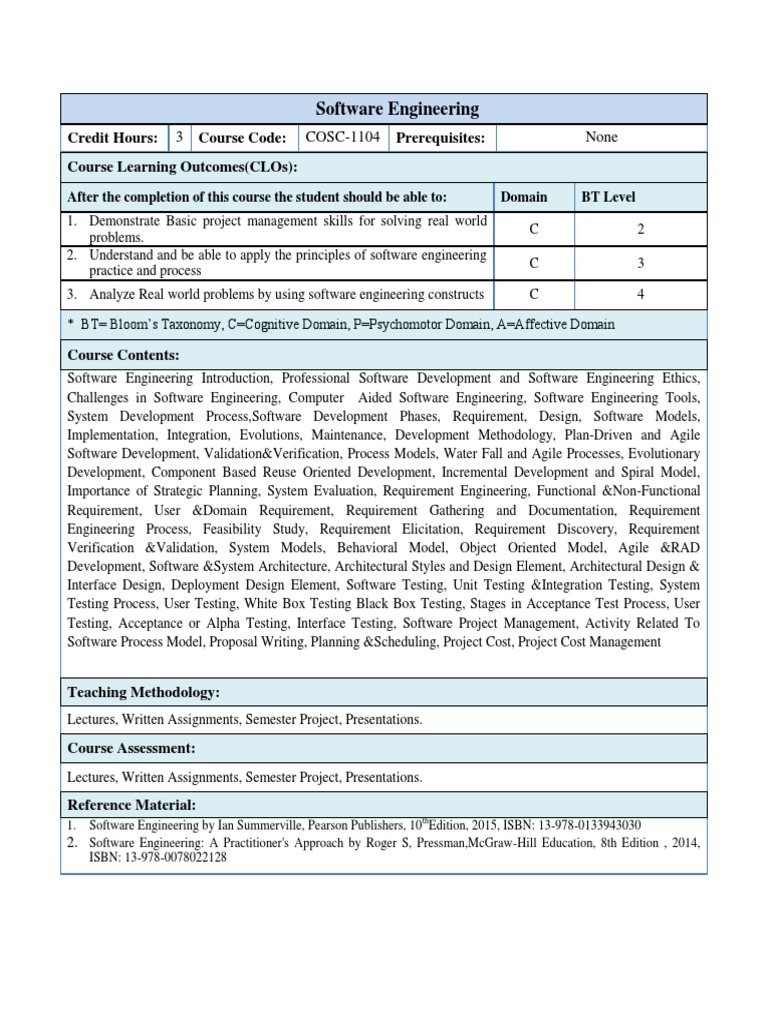 Software Engineering Course Overview | PDF | Software Development ...