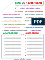 Good Friend and Bad Friend Categorizing Exercise Worksheet PDF