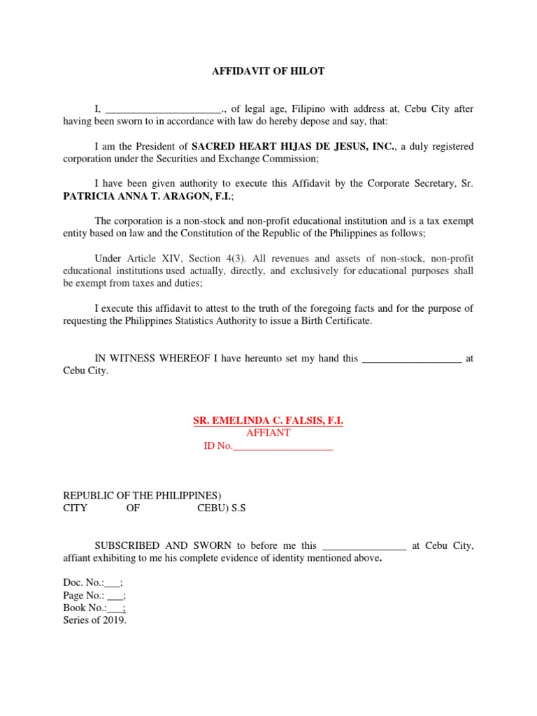 Affidavit for Hilot Birth Registration | PDF | Social Science