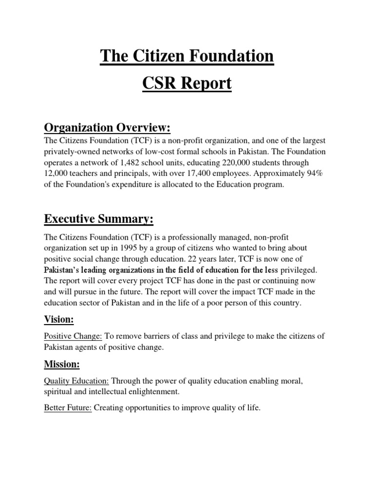The Citizen Foundation | PDF | Corporate Social Responsibility ...