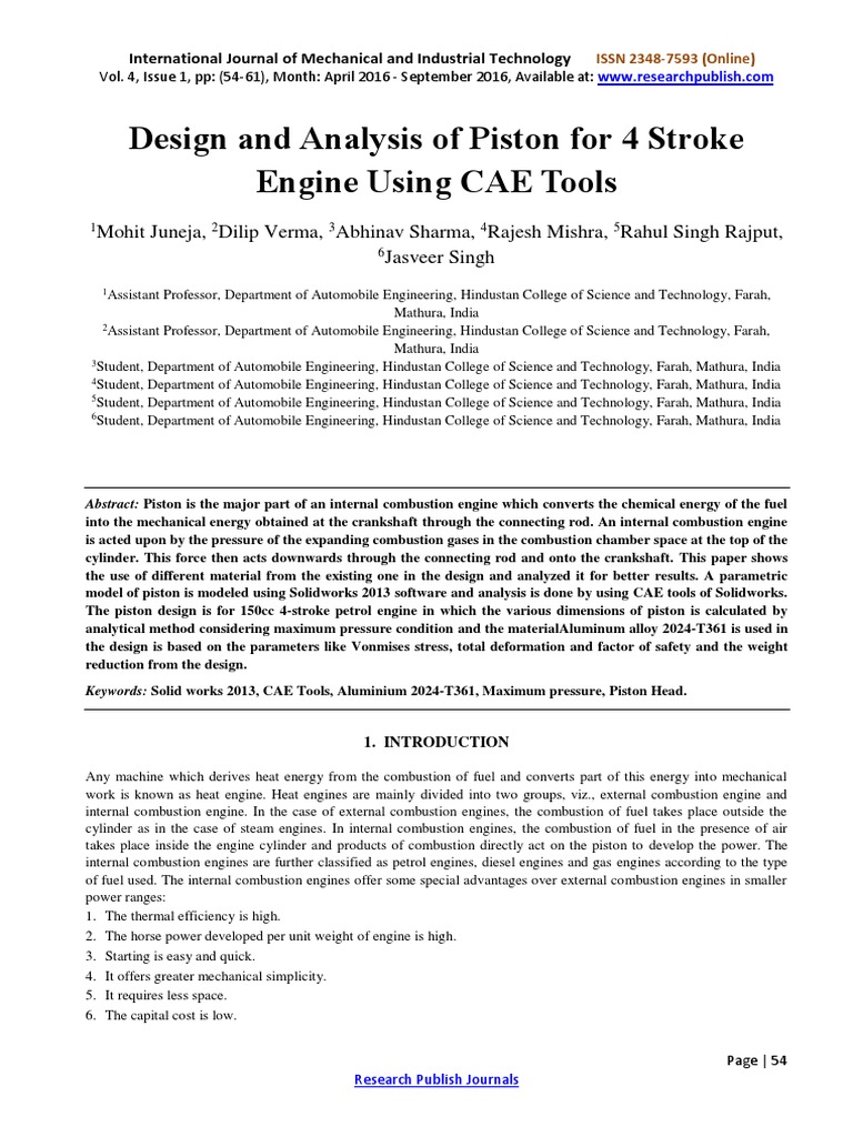 Analysis of Piston | Download Free PDF | Piston | Cylinder (Engine)