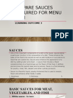 Prepare Sauces Required For Menu Item: Learning Outcome 3