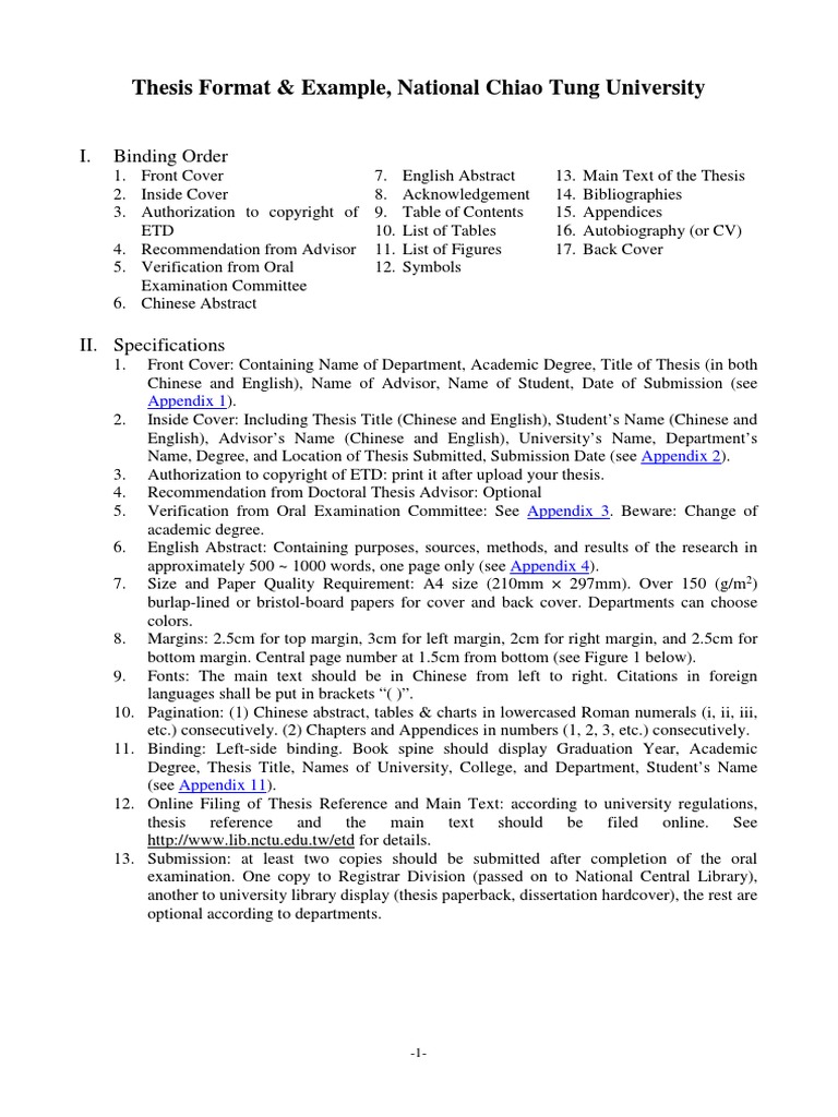 Thesis Format & Example, National Chiao Tung University: I. Binding ...