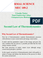 Thermal Science MEC 189.2: Second Law of Thermodynamics
