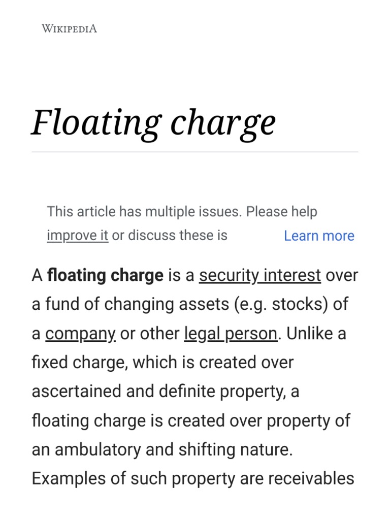 Floating Charge Wikipedia Security Interest Law And Economics